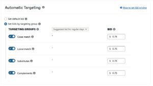 Amazon Auto Targeting Options