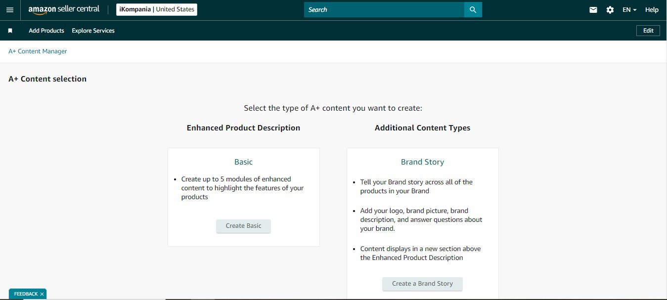 Amazon Brand Story full-width example showing product lineup and brand narrative module