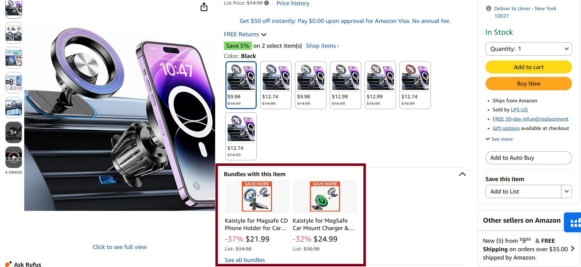 Amazon Virtual Bundles creation screen in Seller Central showing ASIN selection and bundle listing preview