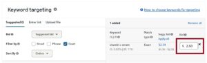 Amazon keyword targeting