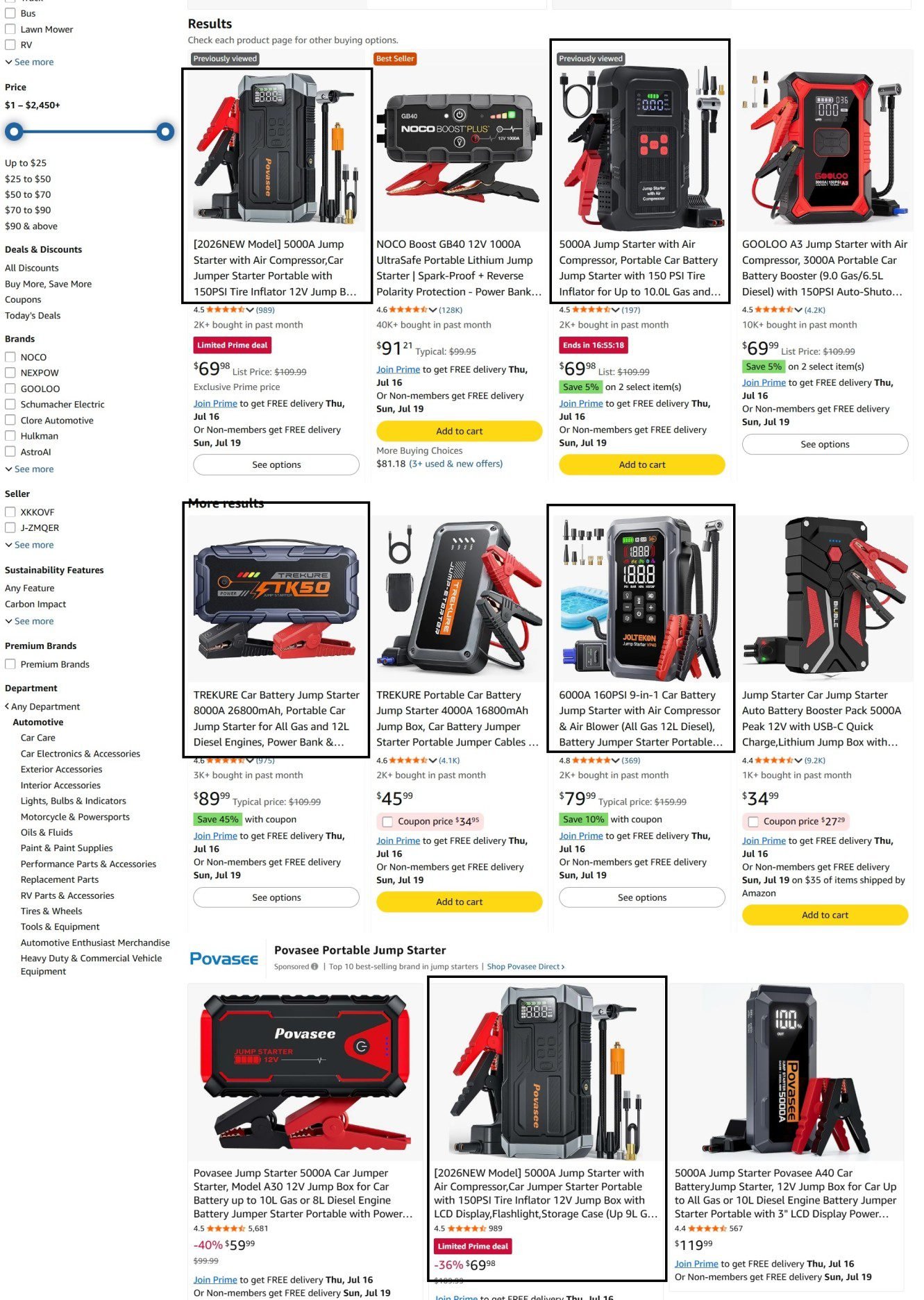 Marking 7 to 10 relevant competitors on the search results page and noting their ASINs