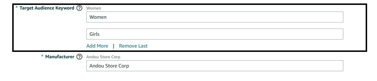 Amazon Seller Central Target Audience Keyword field