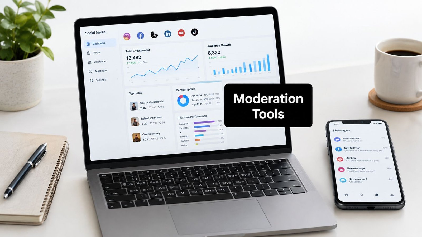 social media moderation tools dashboard analytics